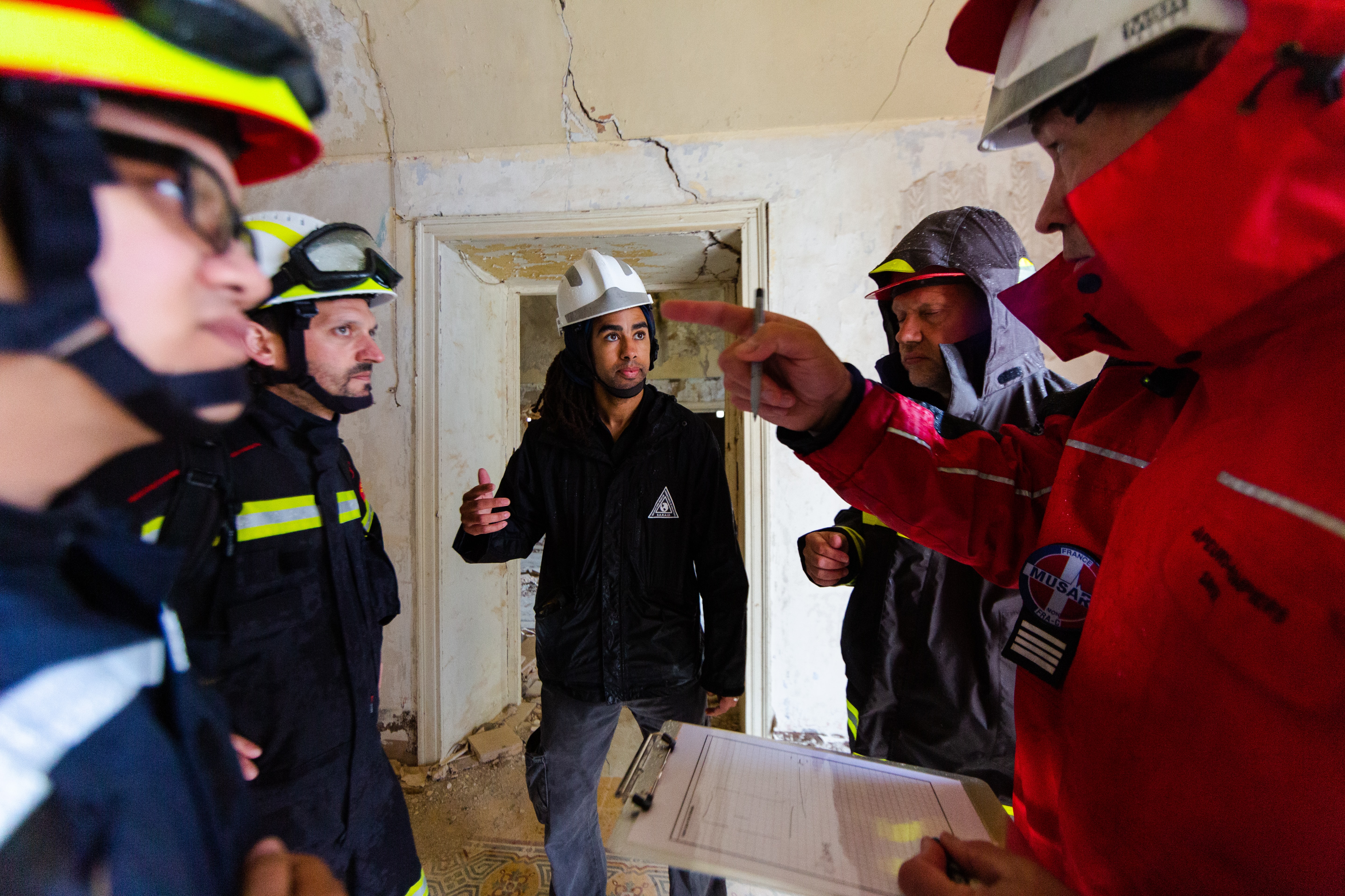 Engineers working on a building site