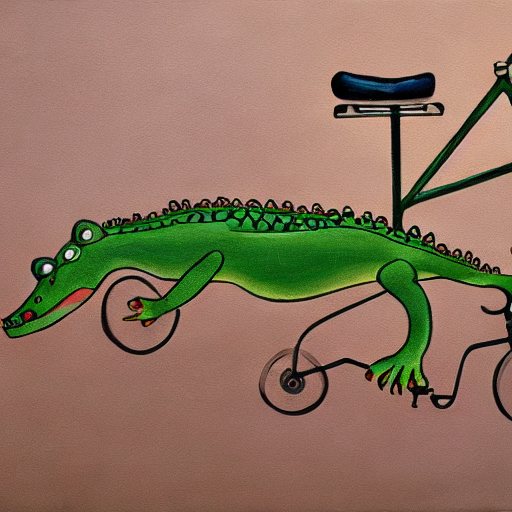 Another generated crocodile on a bicycle. This image was saved so it’s not lost forver, but maybe it should have been.